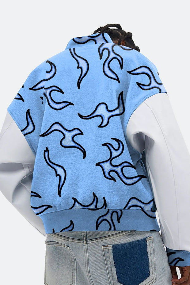 Contrasting color baseball uniform fashion loose trend coat jacket