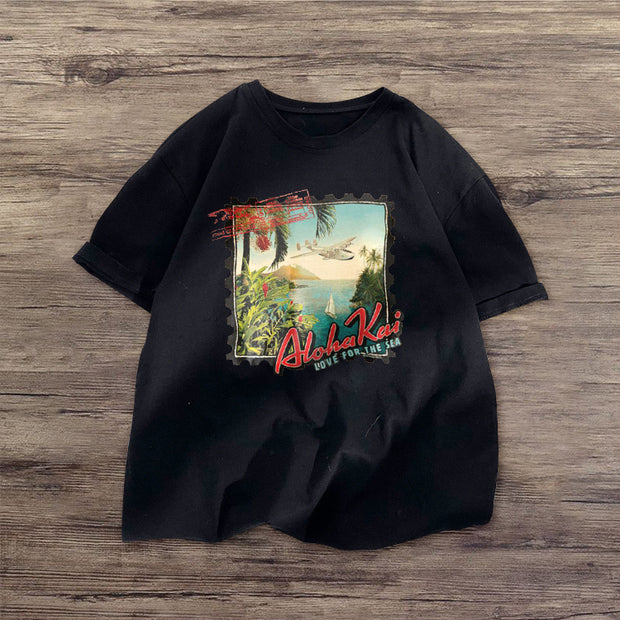 Retro street style short-sleeved T-shirt