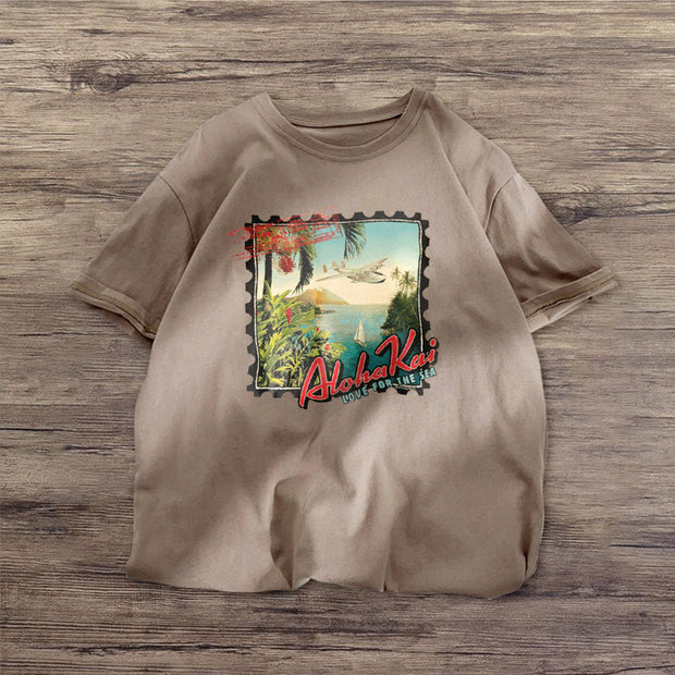 Retro street style short-sleeved T-shirt
