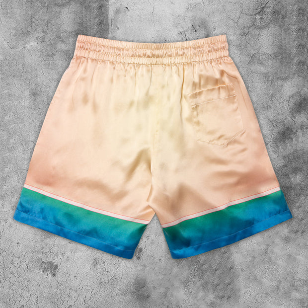 Drape art print fashion gradient shorts
