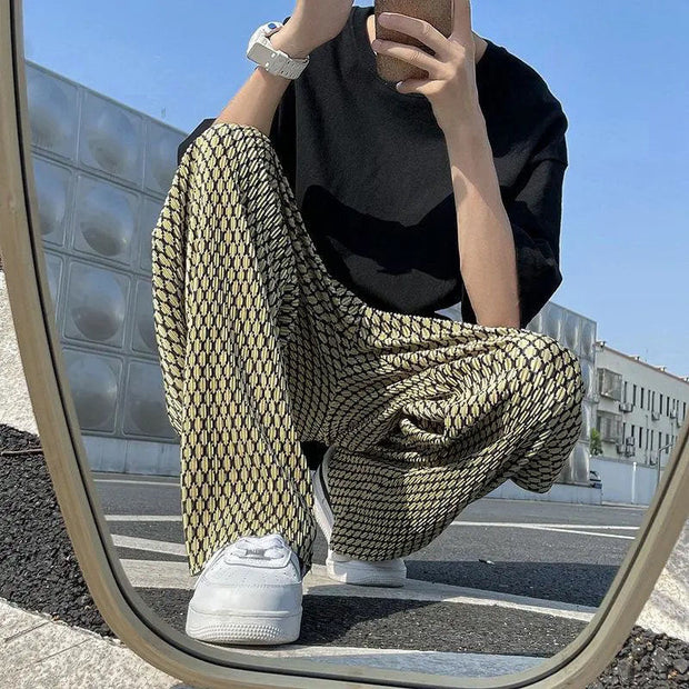 Street fashion brand ice silk wide-leg hip-hop drape pants