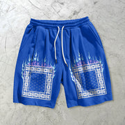 Fashion cashew flower print casual sports shorts