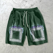 Fashion cashew flower print casual sports shorts