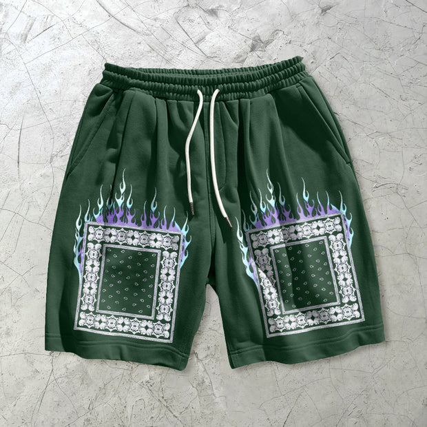 Fashion cashew flower print casual sports shorts