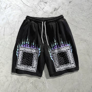 Fashion cashew flower print casual sports shorts
