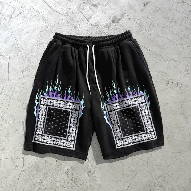 Fashion cashew flower print casual sports shorts