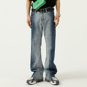 Contrast tie-dye gradient micro-flare casual jeans men