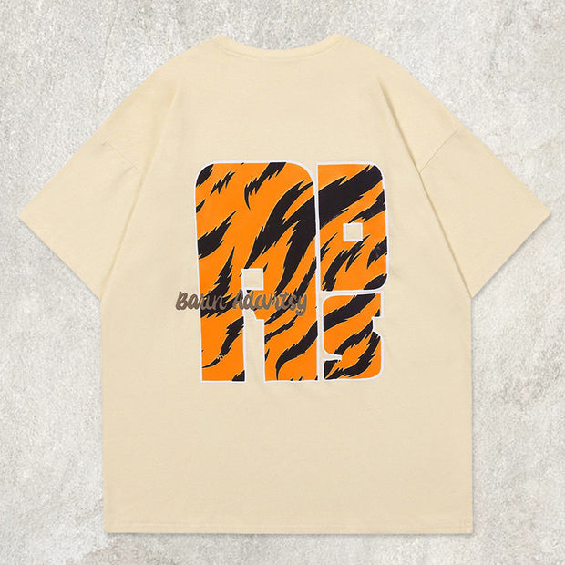 ADS Letter Tiger Pattern Graphic Tee