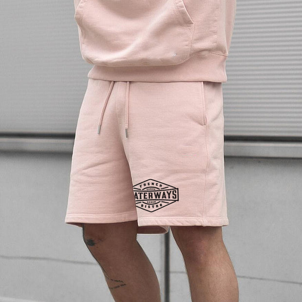 graphic print elastic shorts