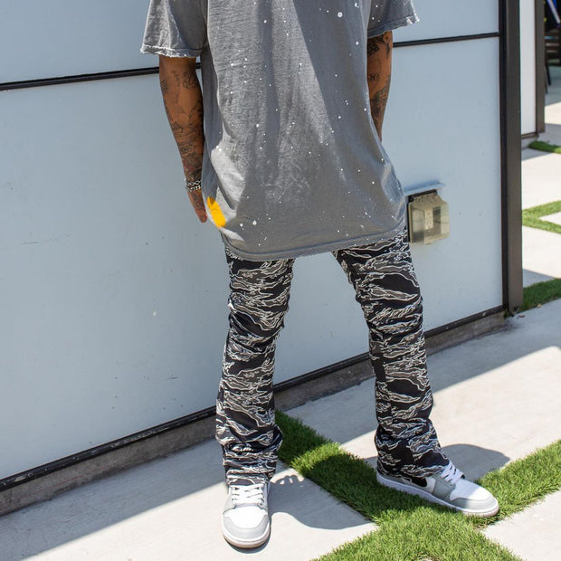Hip-Hop Punk Trousers With Vintage Texture Print
