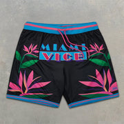 Miami Graphic Print Elastic Shorts