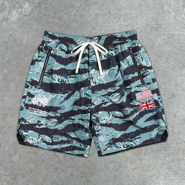 Fashionable personality tiger camouflage shorts