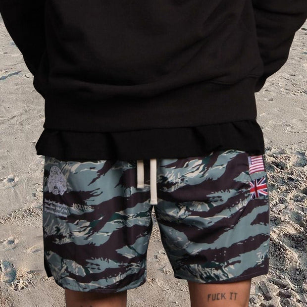 Fashionable personality tiger camouflage shorts