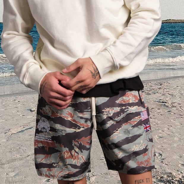 Fashionable personality tiger camouflage shorts