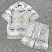 Trendy Baroque Casual Shorts Shirt Loose Short Sleeve Suit