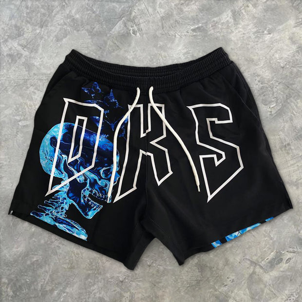 Personalized skull print men's shorts