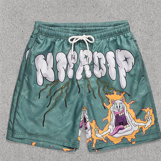 Cartoon fashion print sports casual style shorts