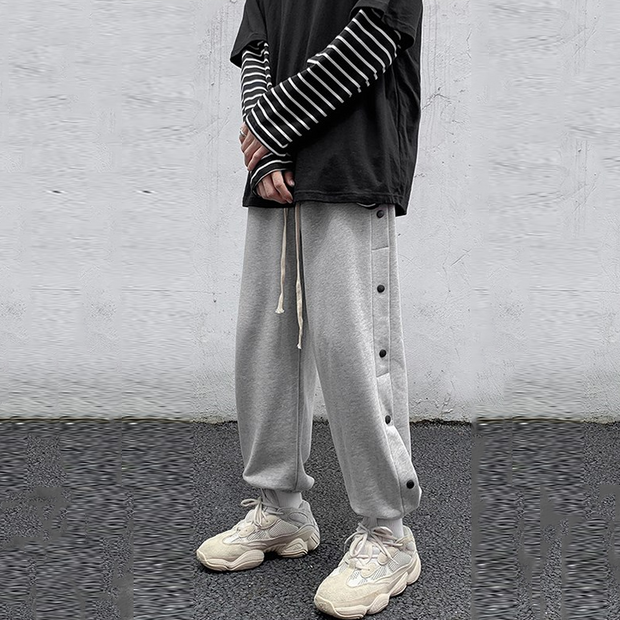 Sporty loose wide-leg straight cropped feet pants