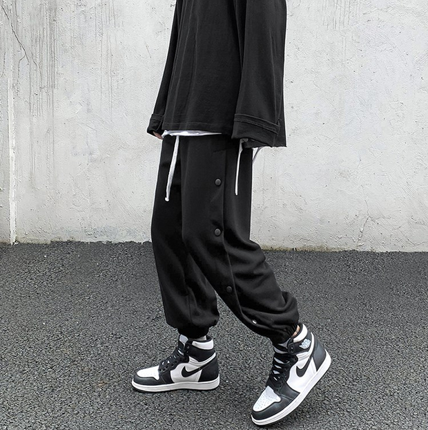 Sporty loose wide-leg straight cropped feet pants