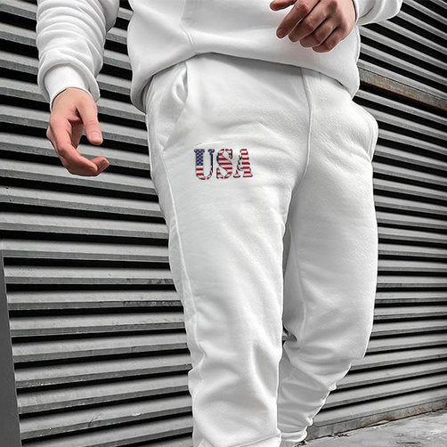 Casual Letter Print Belted Pants