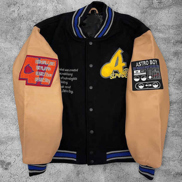 Casual retro baseball rugby jacket