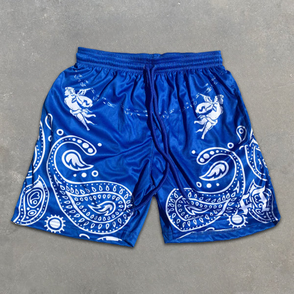 Paisley Graphic Print Elastic Shorts