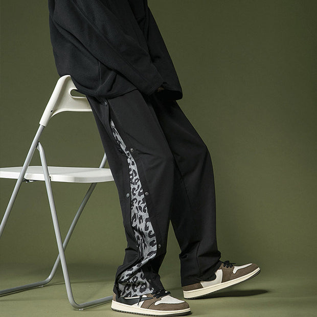 Loose straight mopping casual buttoned wide-leg sports trousers