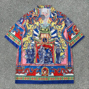 Tide Brand Print Shirt Casual Shorts Set
