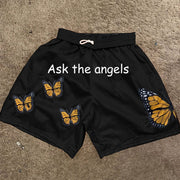Letter print butterfly fashion sports shorts