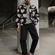 Casual sex heart print lapel jacket