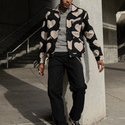 Casual sex heart print lapel jacket