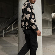 Casual sex heart print lapel jacket