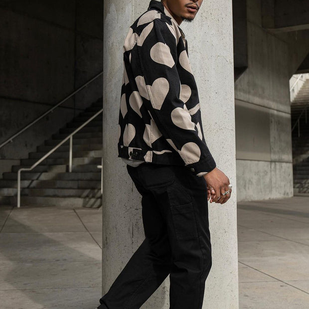 Casual sex heart print lapel jacket