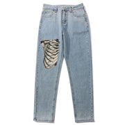 Skull retro street loose jeans