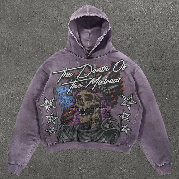 Skull & Pentagram Print Long Sleeve Hoodie
