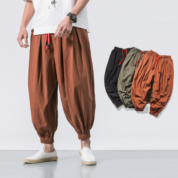 Linen Loose Wide Leg Carrot Pants Casual Harem Pants