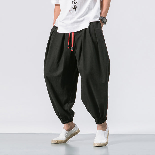 Linen Loose Wide Leg Carrot Pants Casual Harem Pants