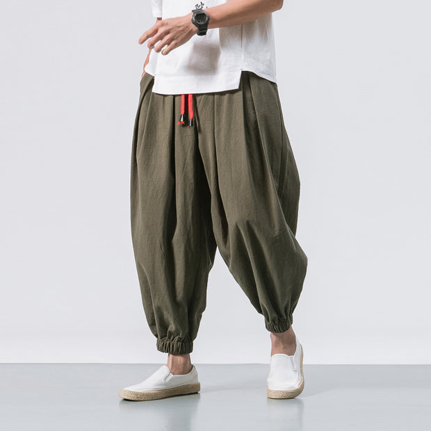 Linen Loose Wide Leg Carrot Pants Casual Harem Pants