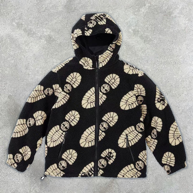 Casual treading shoes printed street home lamb velvet jacket