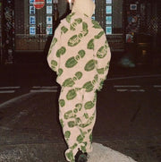 Casual treading shoes printed street home lamb velvet jacket