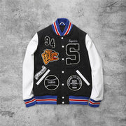 Casual tiger badge rugby baseball jacket