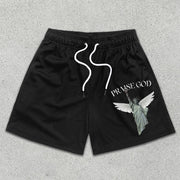 Statue of Liberty Graphic Print Elastic Shorts