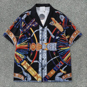 Tide brand casual Indian pattern short-sleeved shirt suit