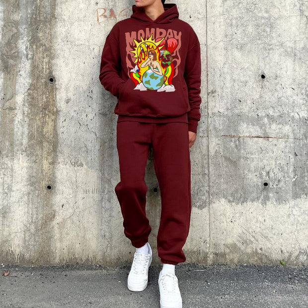 Burgundy Graphic Street Tracksuit
