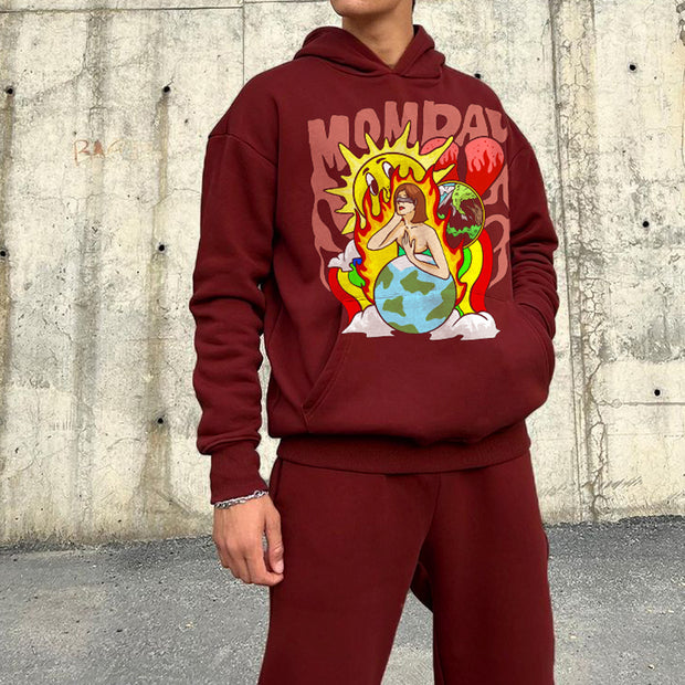 Burgundy Graphic Street Tracksuit