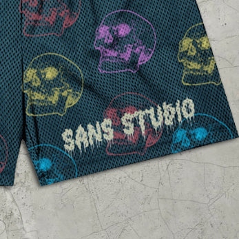 Skull Print Elastic Shorts