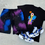 Casual personality printed short-sleeved suit men