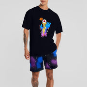 Casual personality printed short-sleeved suit men
