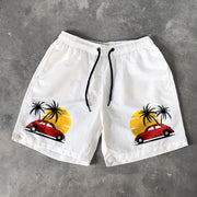 Hawaiian coconut car print swim shorts