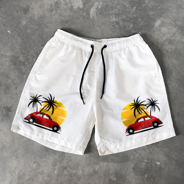 Hawaiian coconut car print swim shorts